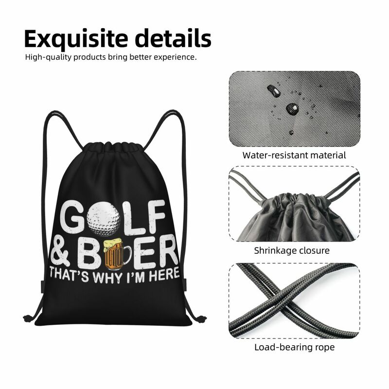 재미있는 사용자 정의 골프 및 맥주 견적 복조리 백팩 가방, 남성 여성 경량 체육관 스포츠 배낭, 요가용 가방