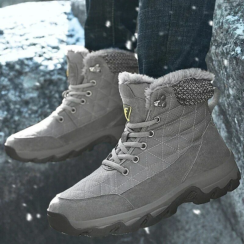 Men's Snow Boots Winter Shoes for Men Warm Ankle Boot Trendy All-match  Anti-slip Shoe Thick Plush Boots for Men Cotton Boot Hot