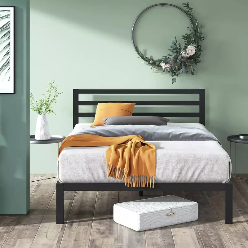 Łóżko, nowa rama łóżka z platformą materacową, rabat 66%, wspornik listwy drewnianej, nie wymaga sprężyny skrzynkowej, łatwy montaż, pełny