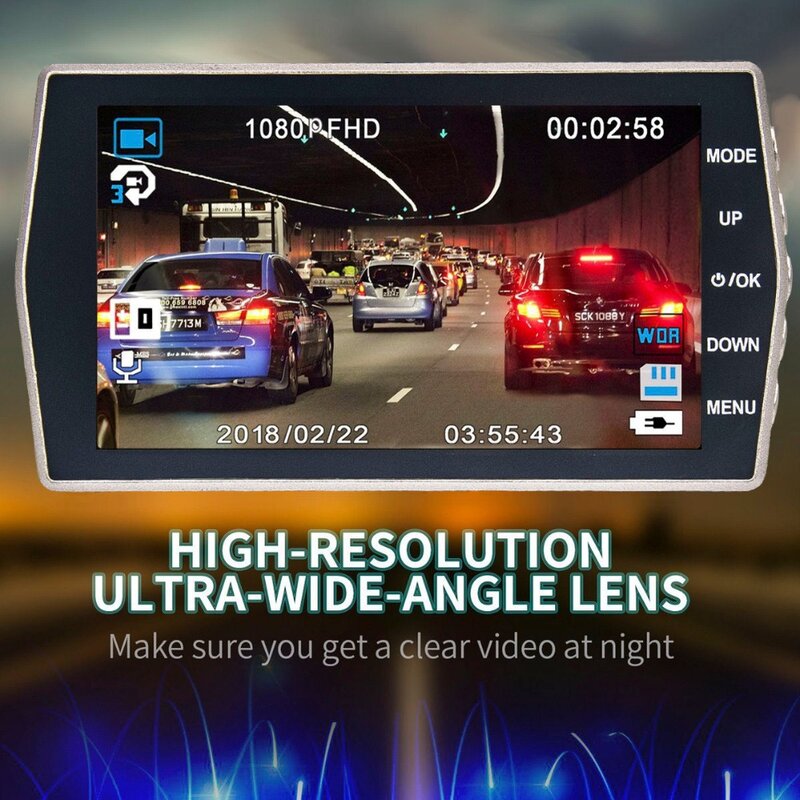 Caméra de tableau de bord de voiture DVR, caméra de tableau de bord avant, enregistreur vidéo Full HD 1080P, boîte noire, caméra Prada automatique, vision nocturne, vue arrière