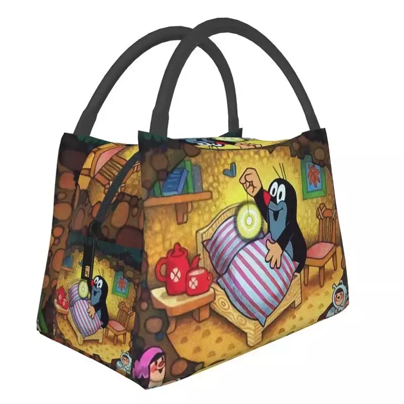 Милая сумка для ланча Kawaii для женщин, портативная маленькая сумочка Krtek, охлаждающая термическая Изолированная коробка бэнто для пикника, дорожная сумка-тоут для еды