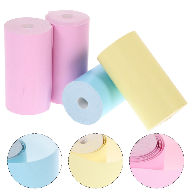 Rotolo di carta adesiva stampabile termica da 4 pezzi carta per stampante autoadesiva colorata