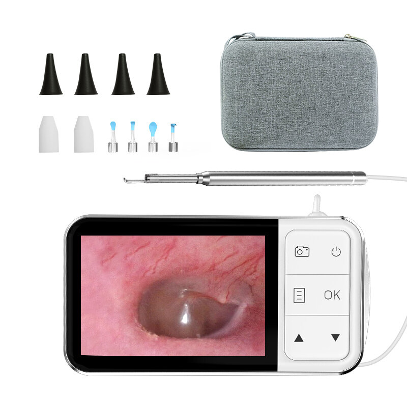 ジャイロスコープ付きデジタル顕微鏡,耳鏡カメラ,ワックス除去ツール,家庭用消毒検出器,唇,1080p,3.9mm, 4.5インチ