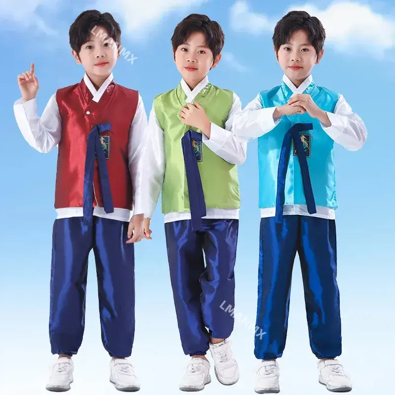 Costume da ballo coreano per bambini Hanbok Girls Boy Costume da spettacolo di minoranza etnica uomo donna Hanbok costume nazionale vestito per bambini