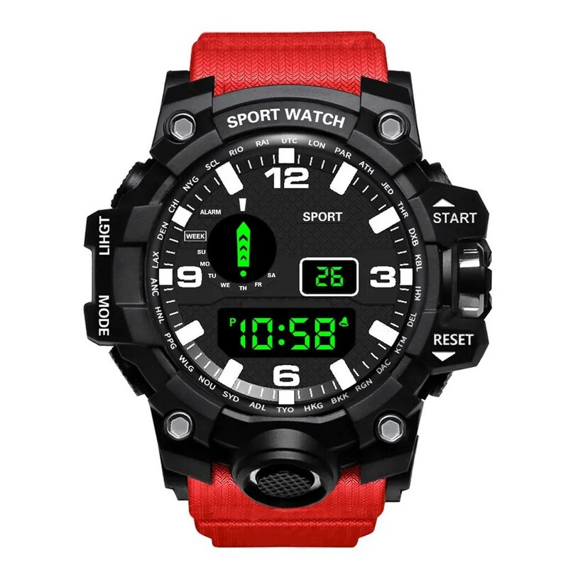 YIKAZE jam tangan kebugaran Digital untuk pria, jam tangan LED Digital olahraga, jam tangan elektronik, jam tangan militer multifungsi, jam tangan olahraga, hadiah untuk anak-anak