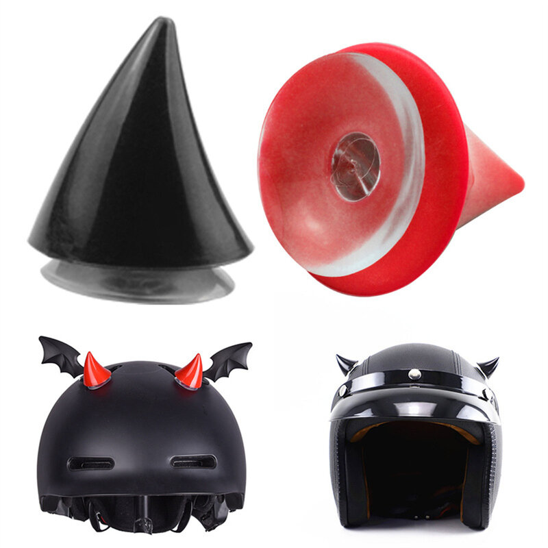 Décoration de casque de moto tout-terrain, corne en caoutchouc d'angle mignon, visage complet de motocross, accessoires de moto et de voiture, 2 pièces