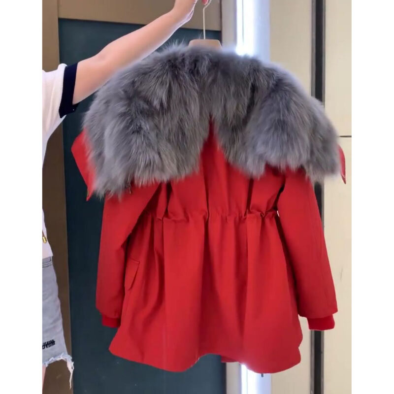 2023 New Autumn Winter Anti-Fox Fur Jacket Women Overcoat Korean Slim Tie Gentle Thicken Warm Cotton-Padded Jacket Coat Outwear