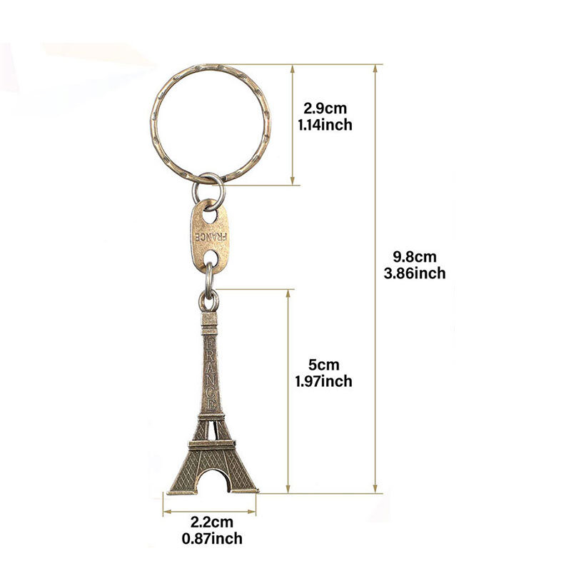 Eiffel Tower พวงกุญแจ Retro พวงกุญแจตกแต่งกระเป๋า Charms รูปปั้นพรหมพวงกุญแจภาษาฝรั่งเศสคำของที่ระลึก