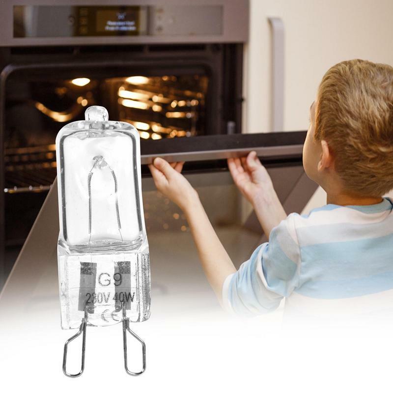 Luz de horno G9 resistente a altas temperaturas, bombilla halógena duradera para refrigeradores, ventiladores de hornos, 40W, 500 ℃, Bombilla de Pin