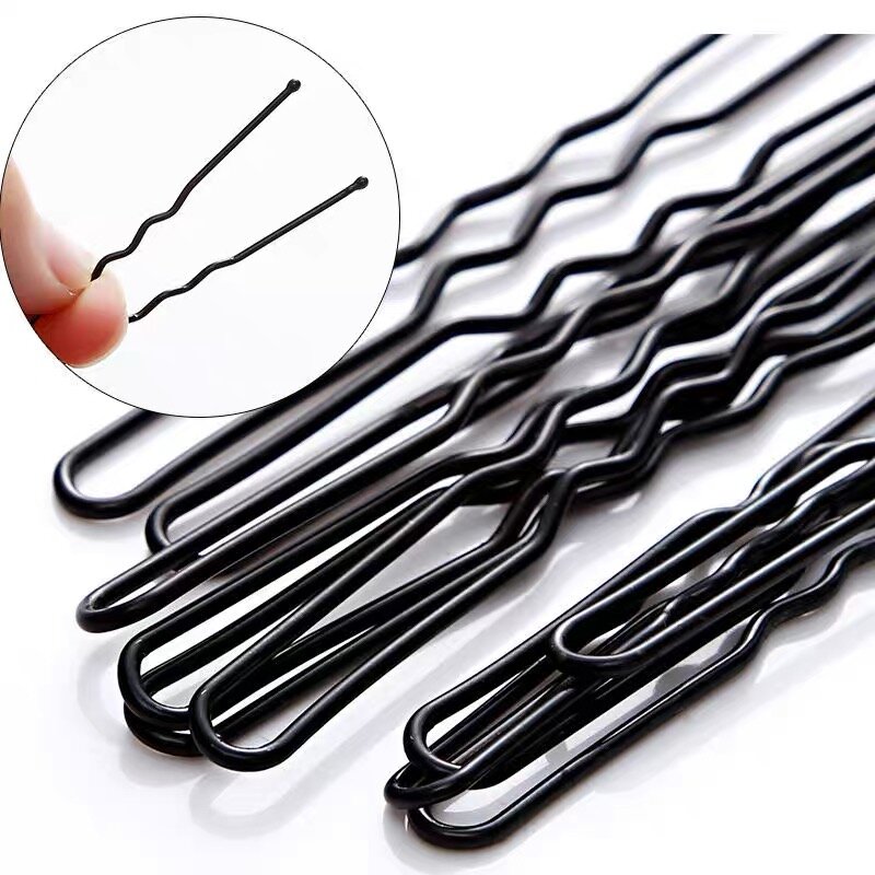 Black Hair Clips U-Shaped Bobby Pin Women Invisible Wavy Hairpin Hairstyle Styling Metal Hair Grips Barrette Hair Accessories