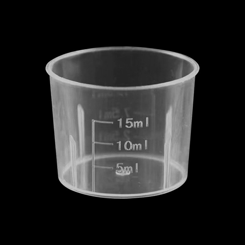 10 gói 15ml Cốc đo lường bằng nhựa trong có chia độ Dụng cụ thí nghiệm thực tế D5QC