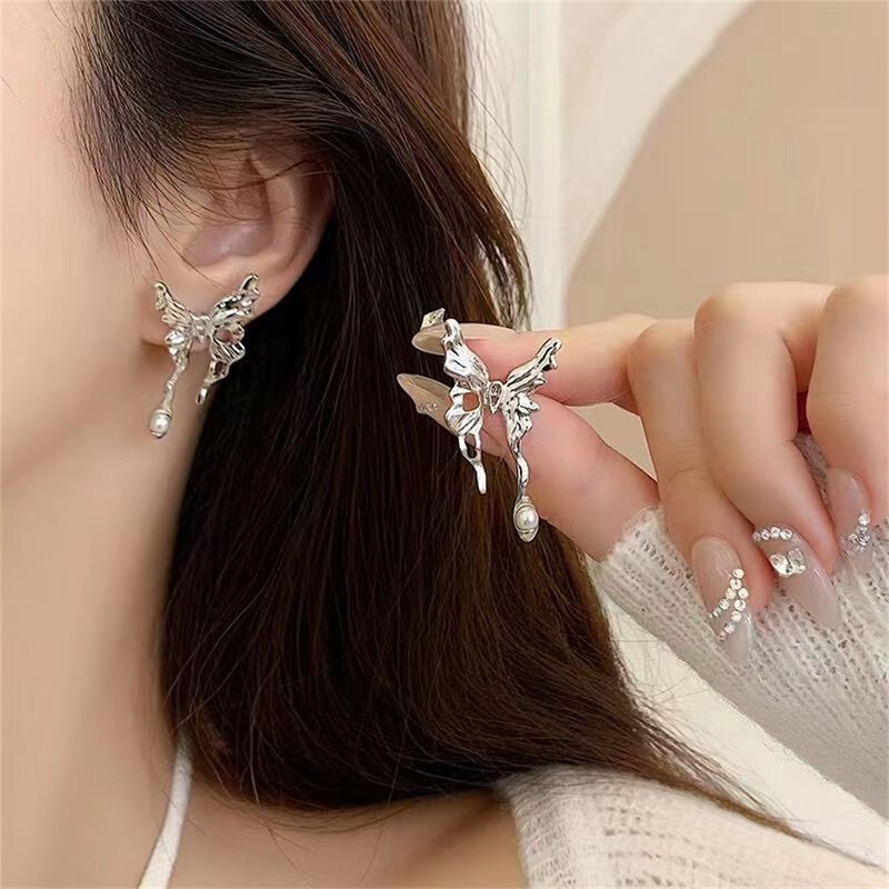 1~20PCS 925 Silver Needle Earrings A Pair High-quality Materials Butterfly Shape Hollow-carved Design Niche High-end