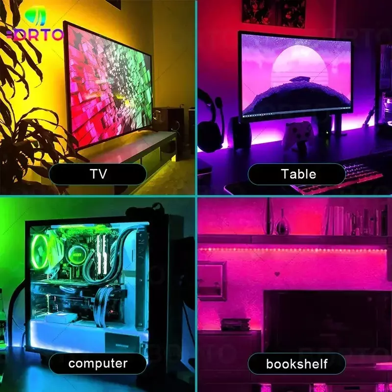 USB LED 스트립 라이트 테이프, 블루투스 5050, SMD 5V USB RGB 조명, 유연한 LED 램프 테이프 리본, 자체 접착 TV 데스크탑 다이오드