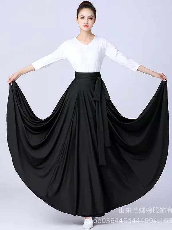 Spódnica Flamenco dla kobiet taniec hiszpański spódnica brzuch do tańca, długa sukienka duża spódnica typu Swing Gradient wydajność cygańska sukienka