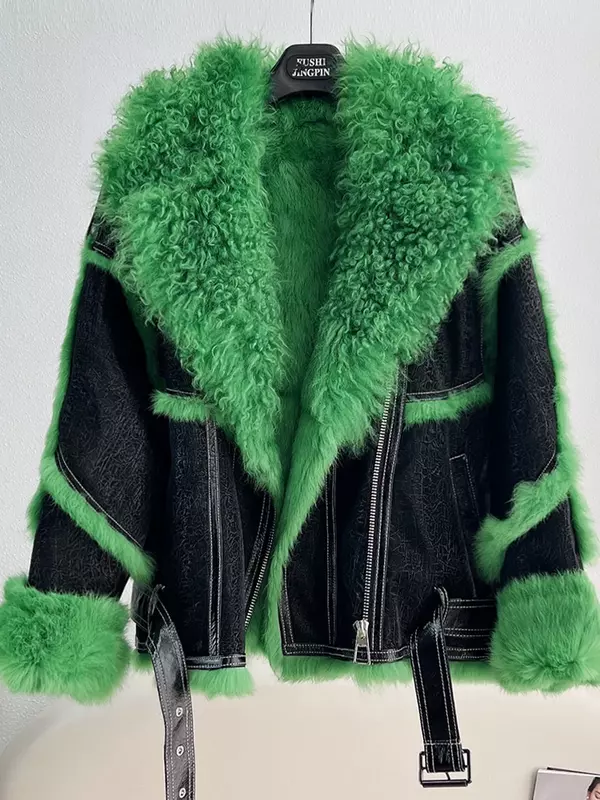Cappotto di pelliccia donna autunno e inverno All-in-One corto filato riccio alla moda fresco dimagrante Casual sciolto abbinato viola verde caldo