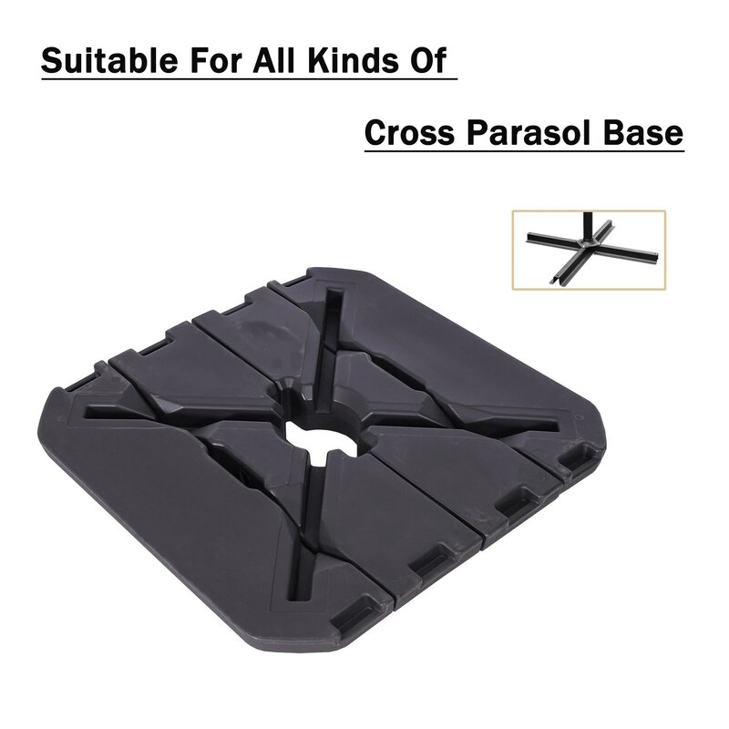 4 Pcs Plastic Outdoor Cantilever Offset Umbrella Base Easy Water&Sand Filled Square Shaped w/Carry Handle For Cross Parasol Base