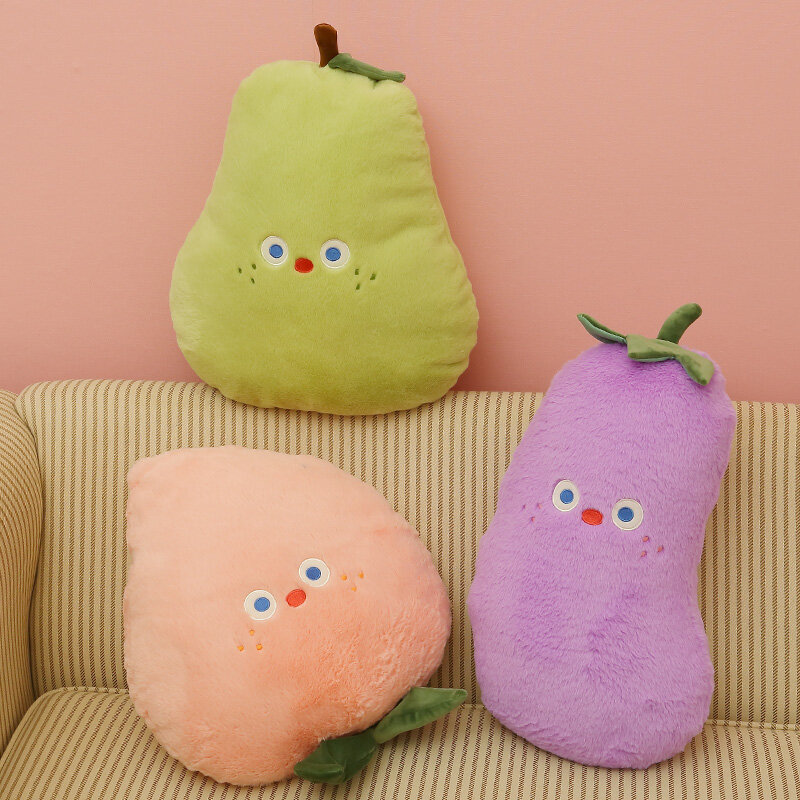 Cartoon Fruits Plush Throw Pillow Toy Cute Stuffed Plant Vegetable Fruits Plushies Cushion Anime Soft Kids Toys GiftsHome Decor