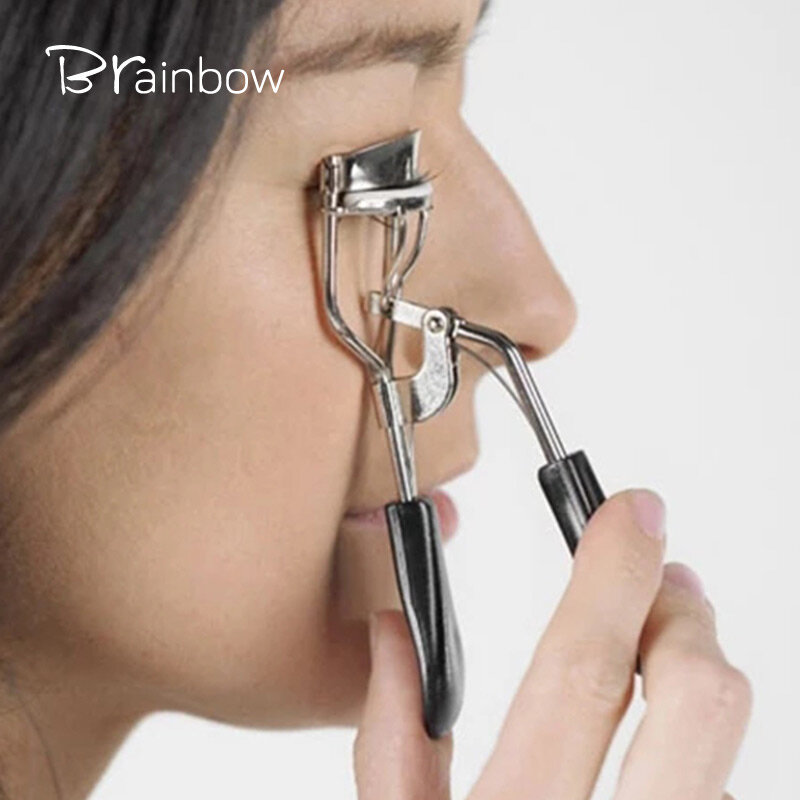 Brainbow-女性用シルバーまつげカーラー,ブラックハンドル付きクリップ3個,交換用まつげカーラー,メイクアップツール