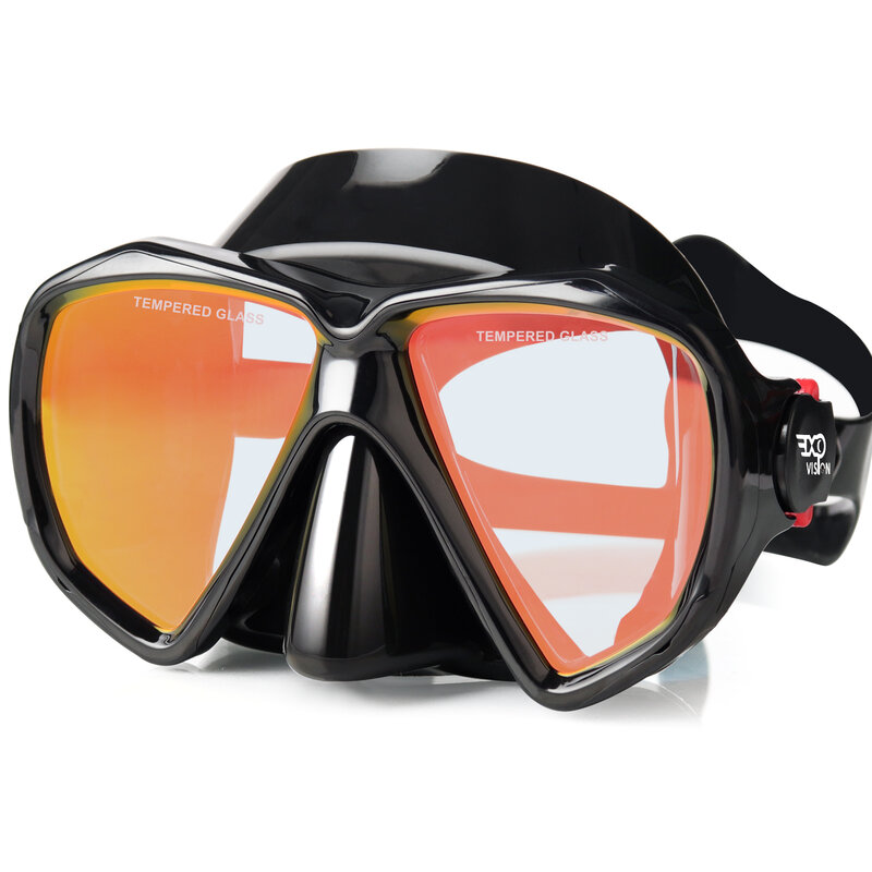シュノーケリングとスキューバフリーダイビング用のPhotovisionプロフェッショナルダイビングマスク、強化メガネ付きの大人用シュノーケリングマスク