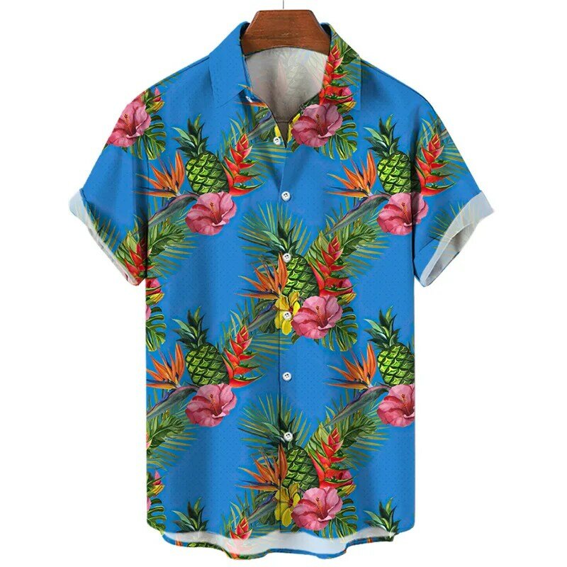 Men's Shirts For Men 3D Colorful Fruits Printing Tops Fashion Funny Shirts & Blouses Mens Hawaiian Y2k Clothing  Shirts
