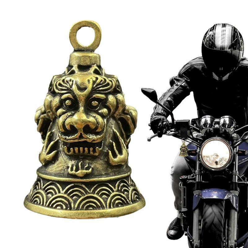 Sino de imitação de latão para boa sorte, motociclista de três leões, motocicleta guardiã vintage, legal