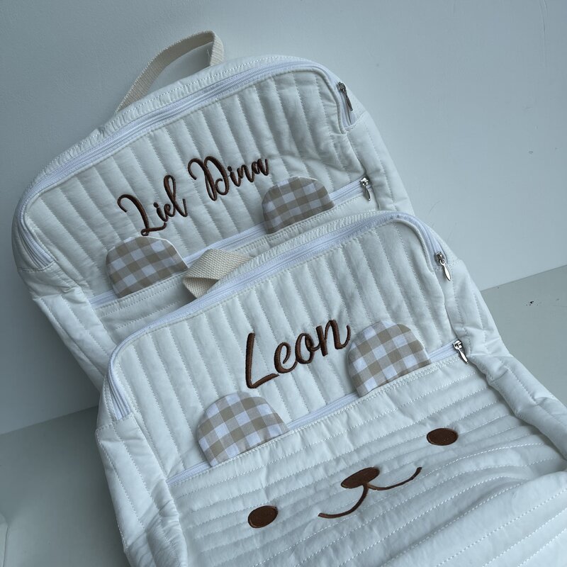 Niestandardowe haftowane imię mały niedźwiedź plecak dla dzieci spersonalizowane plecak do przedszkola dzieci wychodzące lekkie plecaki
