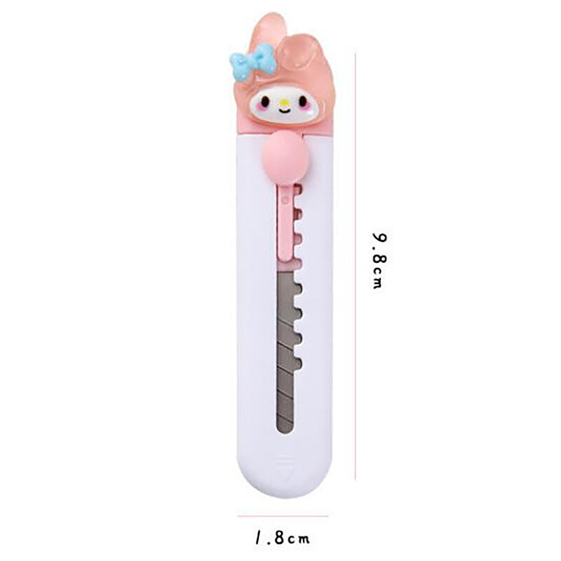 Kawaii Sanrioed pisau utilitas kartun My Melody Kuromi Cinnamoroll Hello Kitty Mini portabel pemotong kertas kotak alat kantor