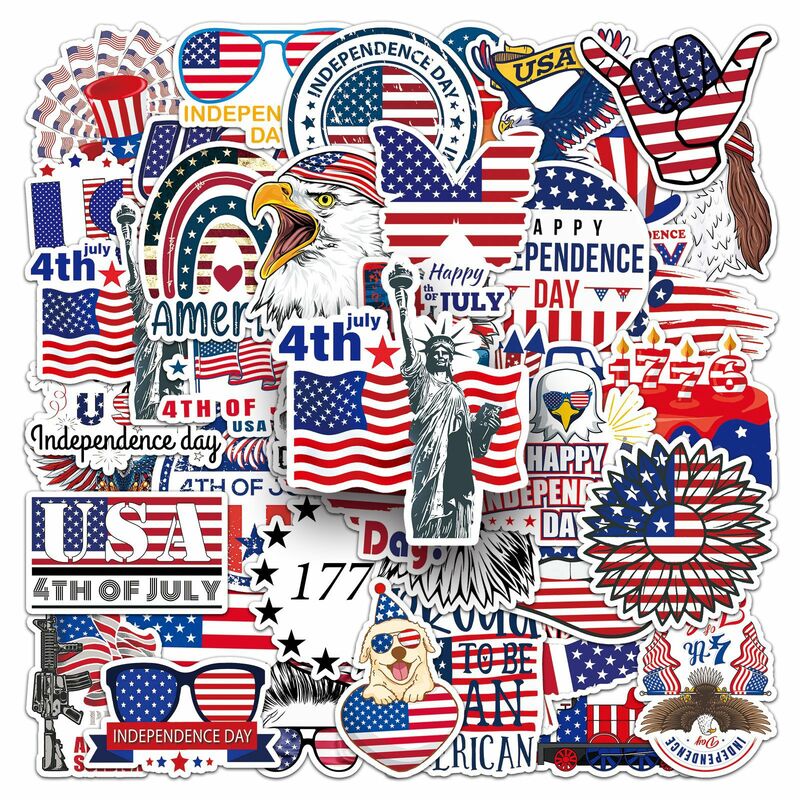 50Pcs American Independence Day Series Graffiti Stickers Suitable for Laptop Helmets Desktop Decoration DIY Stickers Toys