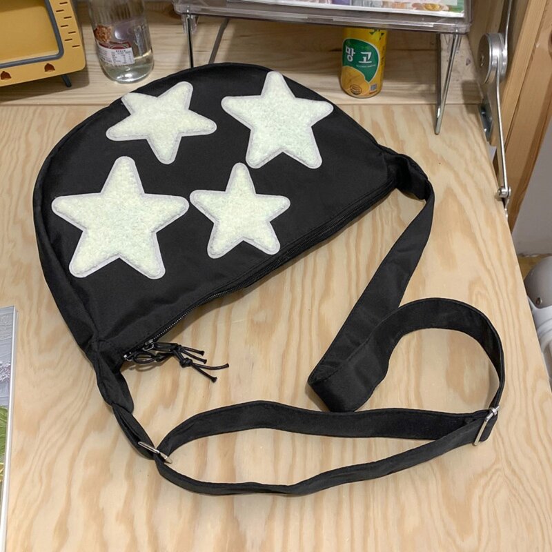 High-capacity Cosmetic Bag Fashion Nylon Ethnic Style Korean Handbag Five-pointed Star Crossbody Bag Women