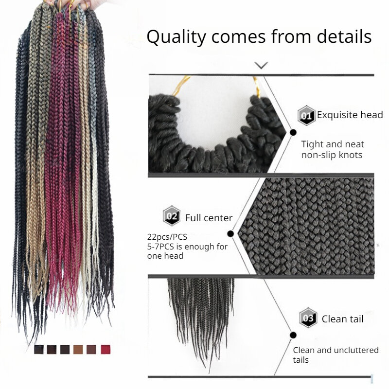 Парики ручной работы для женщин, плетеные волосы из африканского волокна, грязные волосы, тканые крючком из 22 корней, трехжильные косы