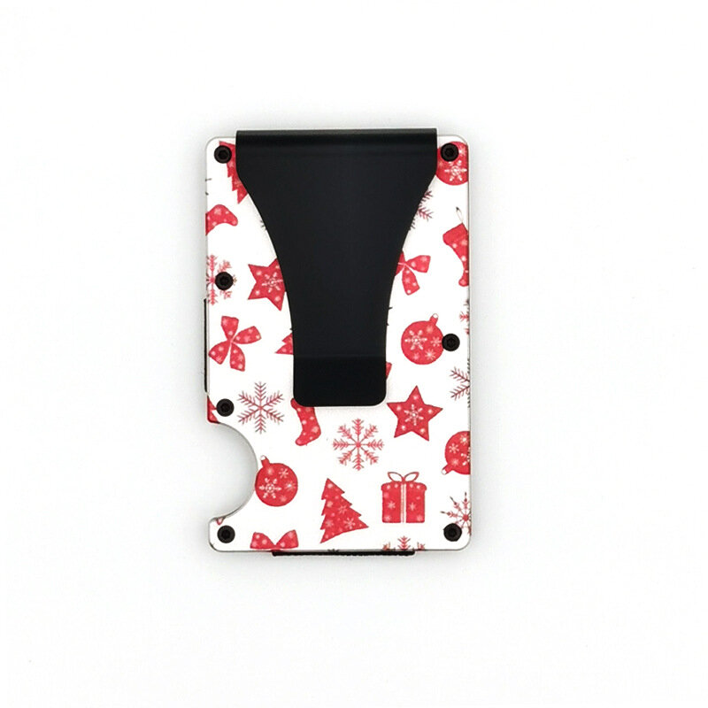 Unisex minimalistyczny wąski portfel futerał na karty RFID luksus na Boże Narodzenie i prezent na Halloween