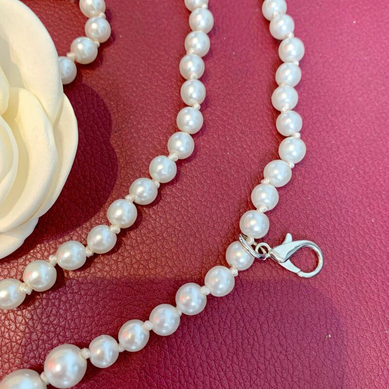 Pearl Waist Belt Beige Camellia Waist Chains Elastic Dress Belt Rhinestone Waistband Jewelry for Women and Girls