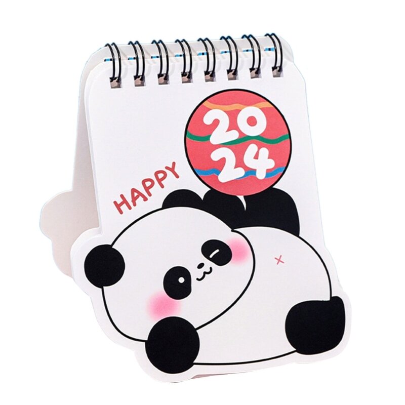 Y5GE 2024 Calendario da tavolo Indipendente Flip Panda Modello Calendario Canender di carta Adatto per la casa, l'ufficio, la