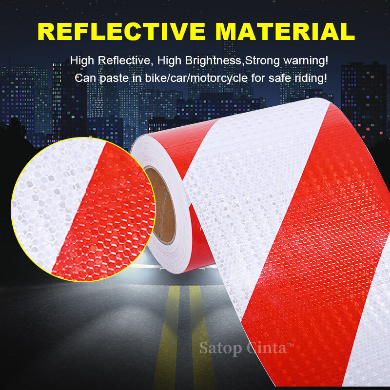 20cmx10m Safety Mark Reflective Tape Stickers Car Styling Self Adhesive Warning Tape Automobiles Motorcycle Auto Reflective Film