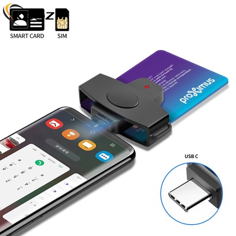 USB Tipo C Smart Card Reader, Sim Cloner, Adaptador Externo para Mac, OS Android, Transferência de Dados, Banco ID, Transferência de Dados, Novo, EMV