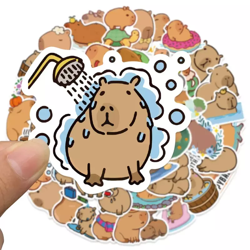 50 szt. Kawaii Cartoon Capybara naklejki Graffiti walizki Laptop telefon kubek wody deskorolka dla dzieci zabawki dekoracyjne naklejki