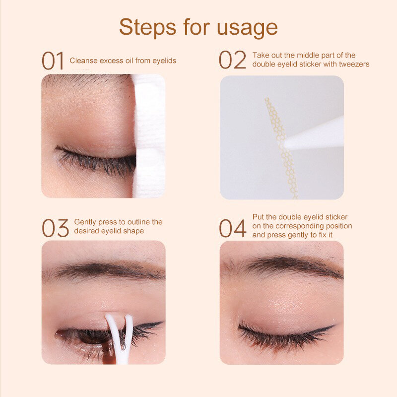 120 Crescent Shaped Invisible Mesh Eyelids Eye Cosmetics Lace Eyelids Stickers Women's Double Eyelid Cosmetics