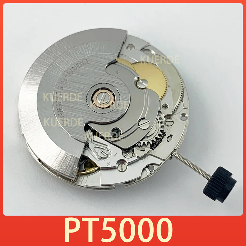 25 Jewels PT5000 Automatic Movement Self-winding Mechanism Silver Watch Movement 28800bhp Clone 2824 Date Display