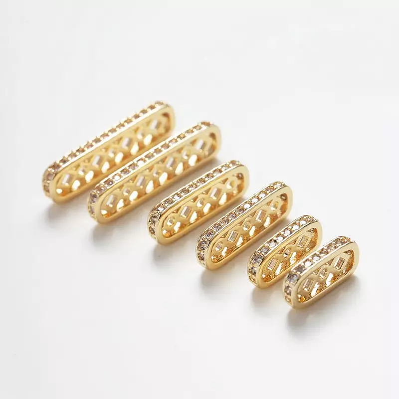 2 conectores de cadena de perlas de piezas, fijación para la fabricación de joyas, accesorios de collar hechos a mano, Latón chapado en oro de 14 quilates