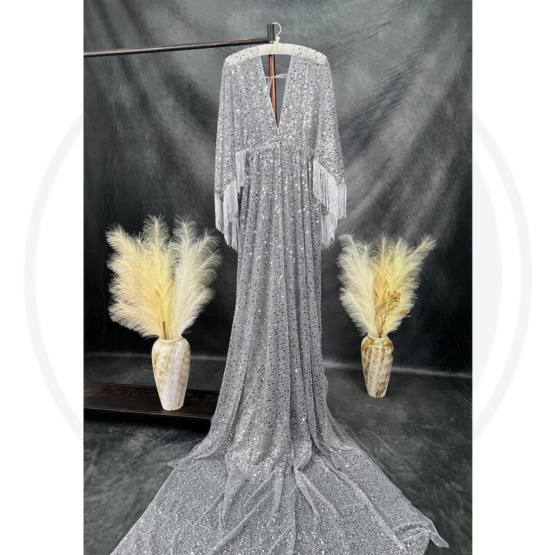 Женское платье для свадебной вечеринки Don & Judy, свадебное платье с жемчужными бусинами и блестками, платье с бахромой для беременных