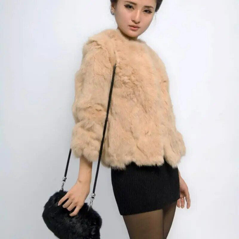 Borsa da donna in pelliccia naturale elegante borsa in pelliccia di coniglio borsa in pelliccia calda borsa a doppio scopo