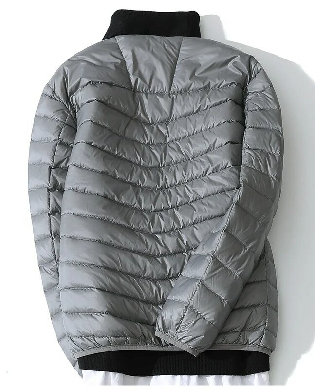 Mantel hangat untuk pria, jaket Luaran parka ukuran besar ramping pendek musim gugur musim dingin baru 2024, jaket bebek putih Ultra ringan tipis