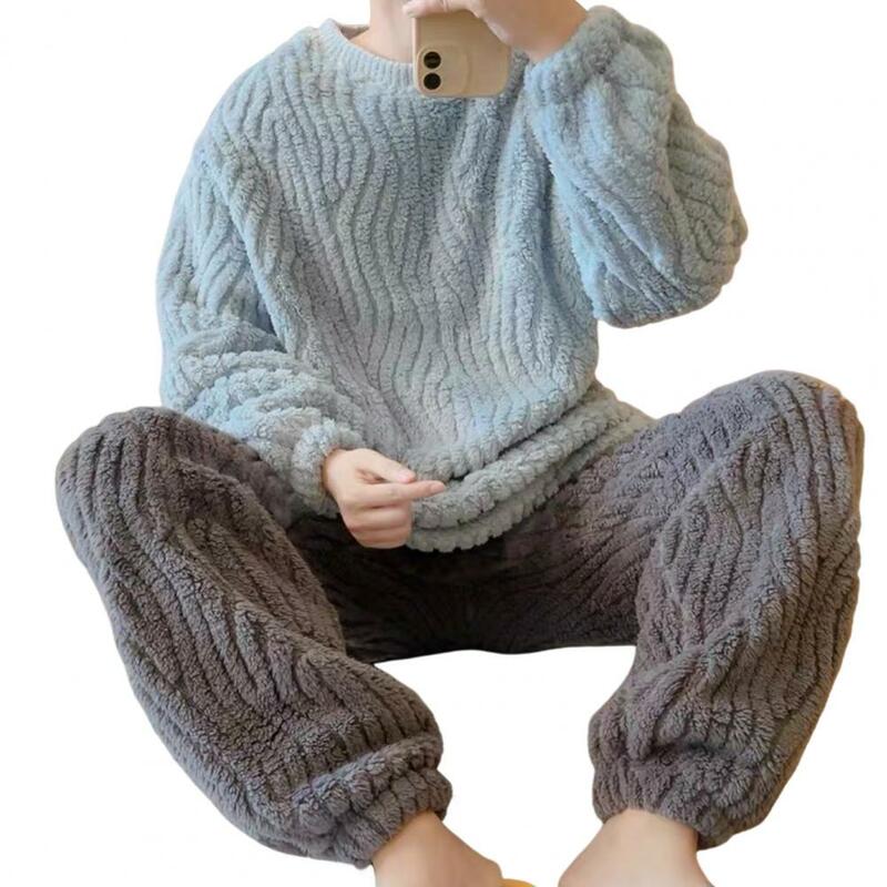 Pyjama hose mit bein bindendem Design gemütliches Herren-Flanell-Pyjama-Set mit langärm liger Komfort-Soft-Touch-Lounge wear für den Herbst