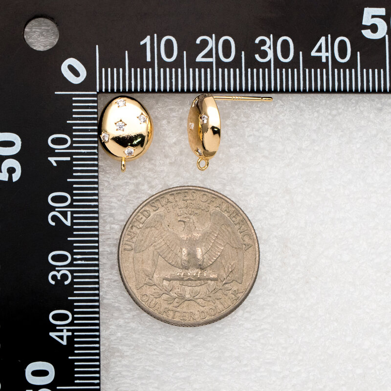 Pendiente ovalado de estrella pavimentada de 4 piezas, pendientes delicados, pendientes geométricos (GB-3440)