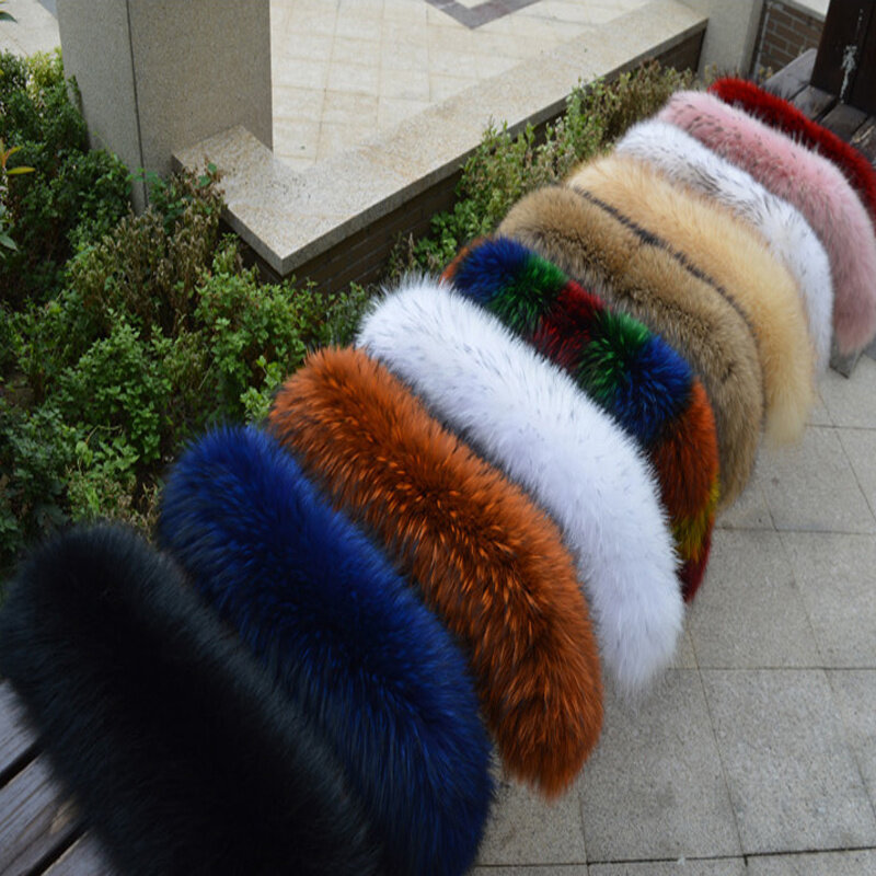 女性のための本物のアライグマの毛皮の襟,女性のスカーフ,ネックウォーマーコート,フードの装飾,冬
