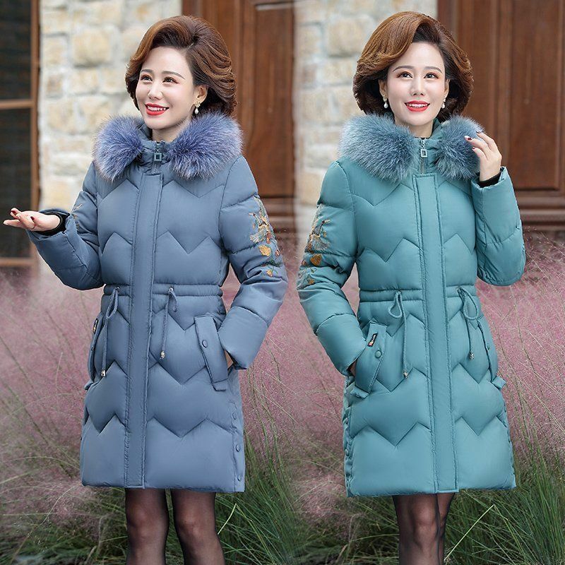 2023 New Winter Jacket Women Parkas Warm Fur Collar Jacket Long Hooded Parka Coat Female Thick Office Lady Streetwear K115
