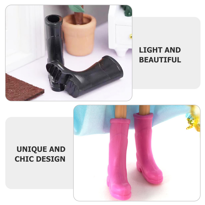 6 Pairs of Mini Boot Models Decor House Shoes Mini Scene Adornments Rain Decor Decors