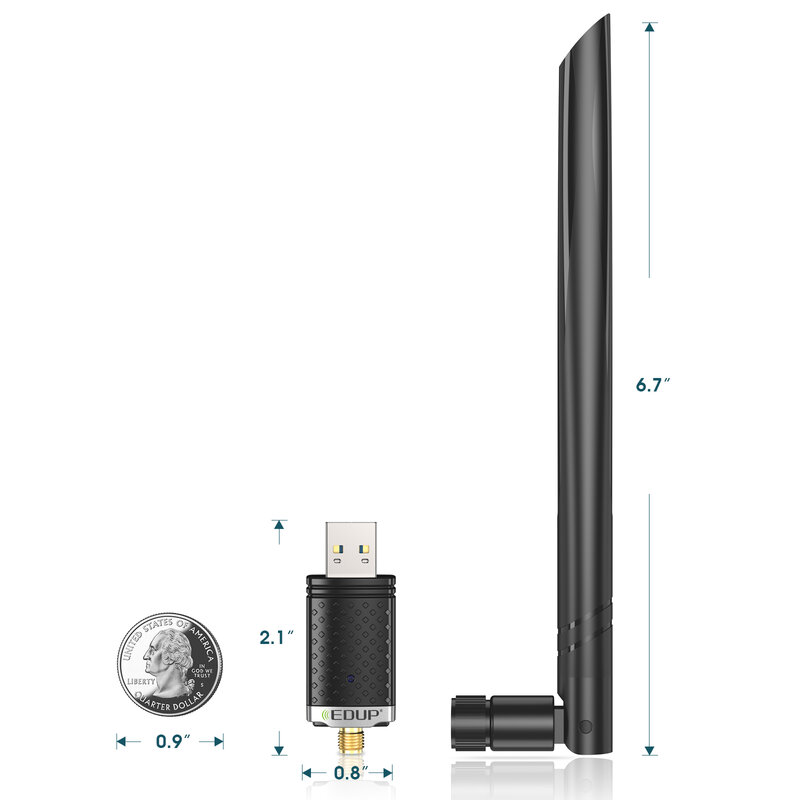 EDUP 1300Mbps Adaptor Wifi 2.4GHz/5.8GHz Dual Band USB 3.0 Adaptor Kartu Jaringan Nirkabel Wi-Fi Dongle untuk Laptop Desktop PC