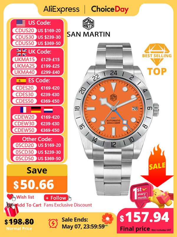 San Martin nowa 39mm BB GMT kolorowa tarcza klasyczna luksusowa męska zegarek biznesowy automatyczna mechaniczna wodoodporna świecąca data SN0054