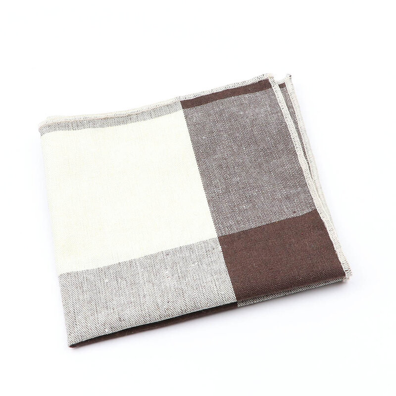 Pañuelo cuadrado de algodón a cuadros para hombre, bufandas casuales de alta calidad con bolsillo, color marrón, azul y gris, accesorios para trajes de regalo